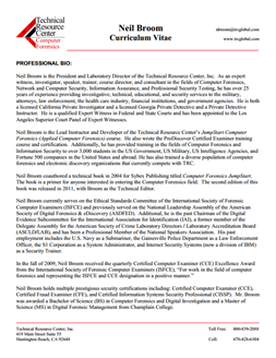 CV for Neil Broom Expert Witness in Computer Forensics Investigations in Charleston